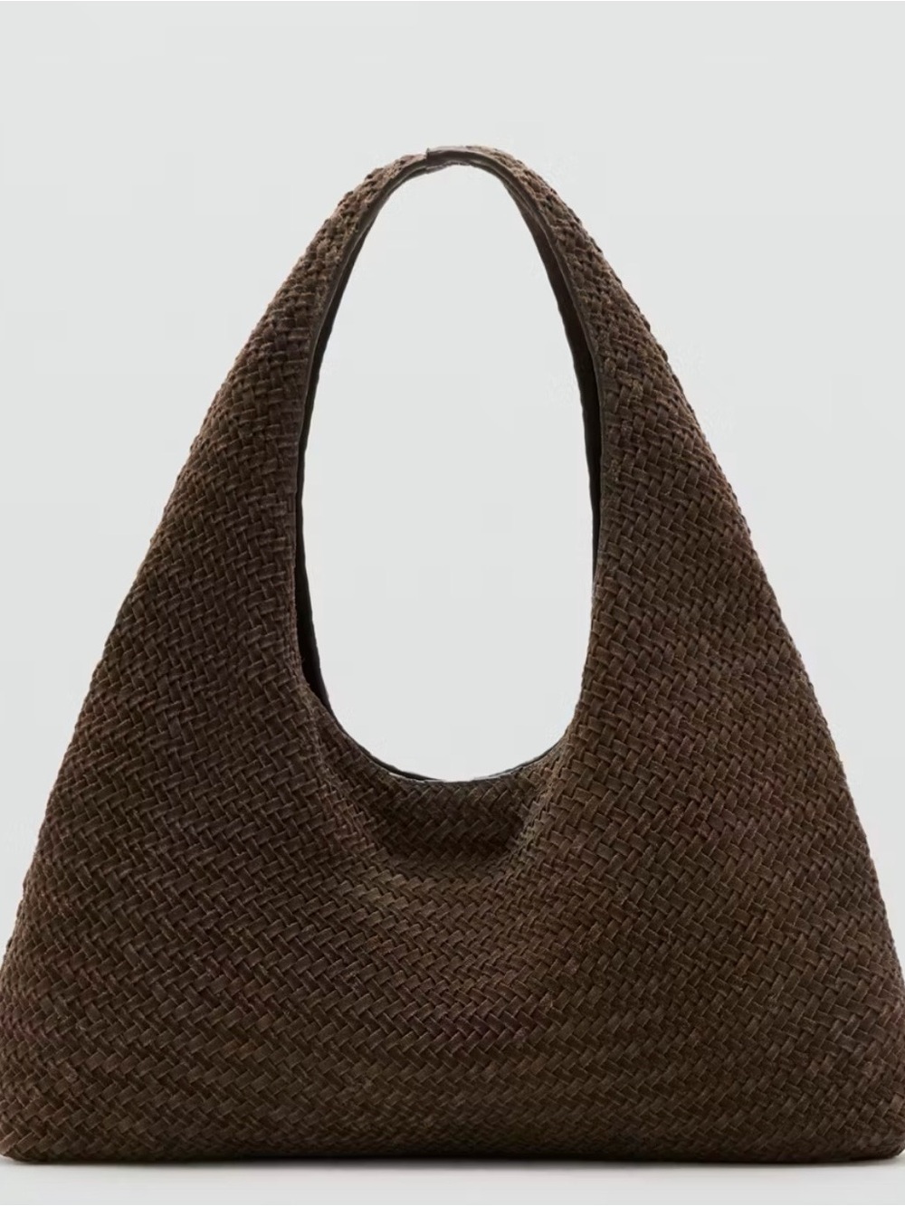 Mango Exclusive Online Braided Leather Shoulder Bag Brown NWOT